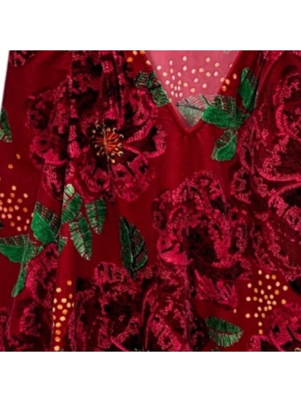 Maison d'Amelie Floral Velvet Long Balloon Sleeve Blouse NWOT Size XS - Picture 3 of 6